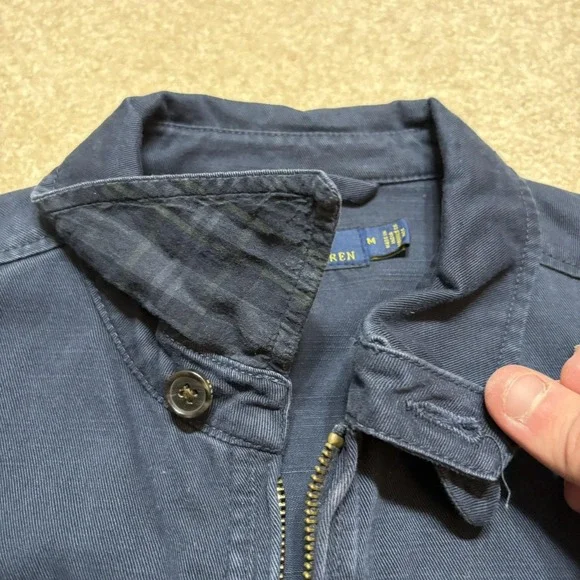 Polo Ralph Lauren Jacket Womens Medium Navy Full Zip Twill Bomber POLO Spell Out - Picture 14 of 16